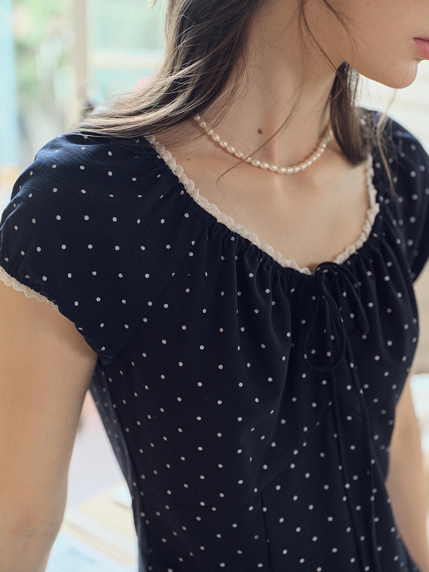 Octavia Round Neck Polka Dot Lace Dress
