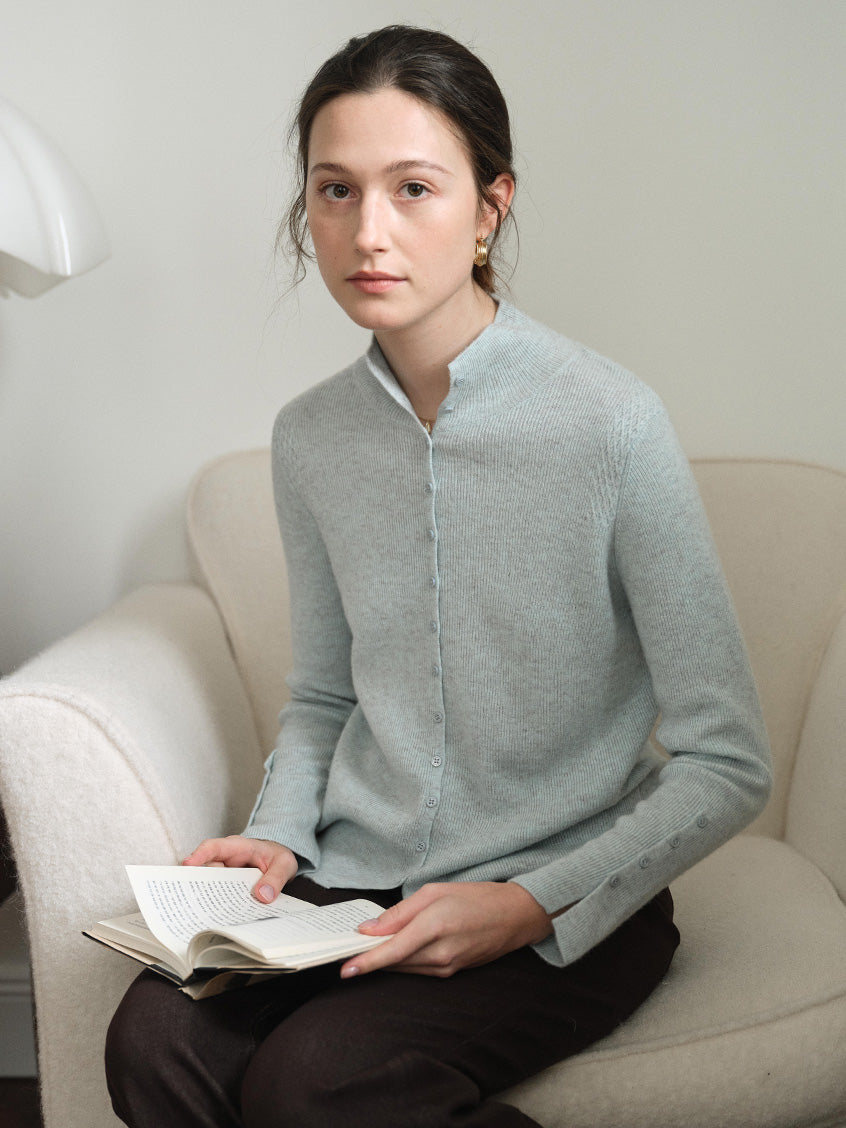 Berta 100%Wool V-Neck Button Sweater
