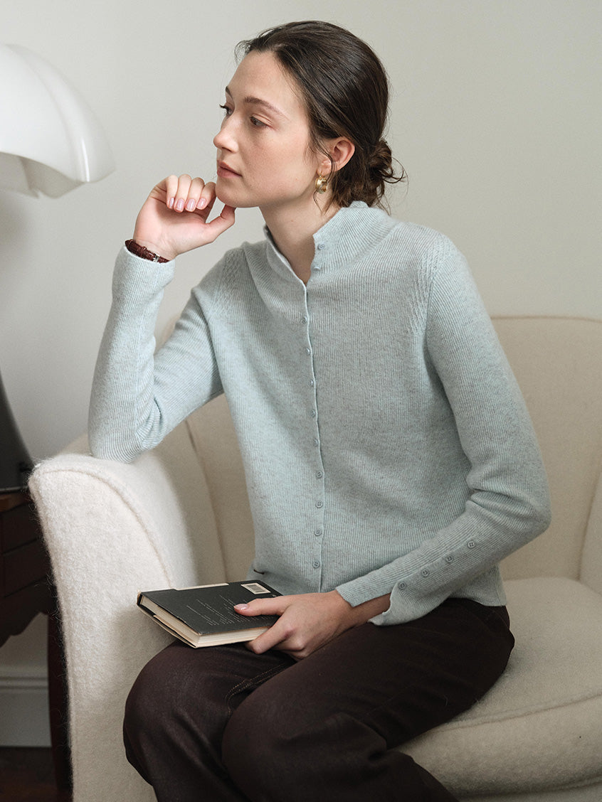 Berta 100%Wool V-Neck Button Sweater