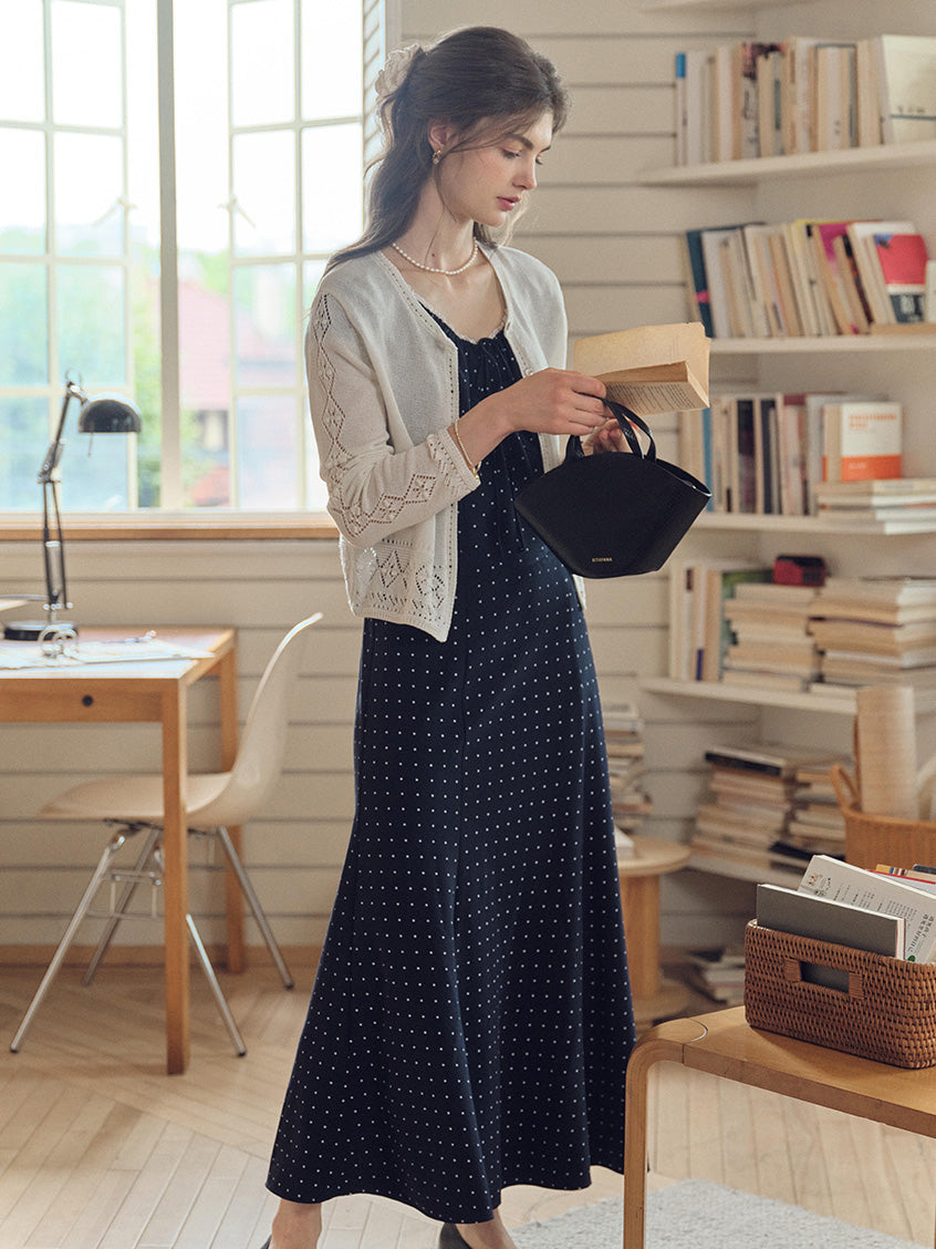 Octavia Round Neck Polka Dot Lace Dress