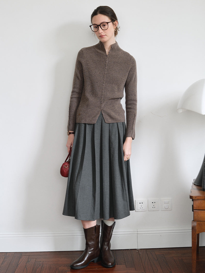 Berta 100%Wool V-Neck Button Sweater