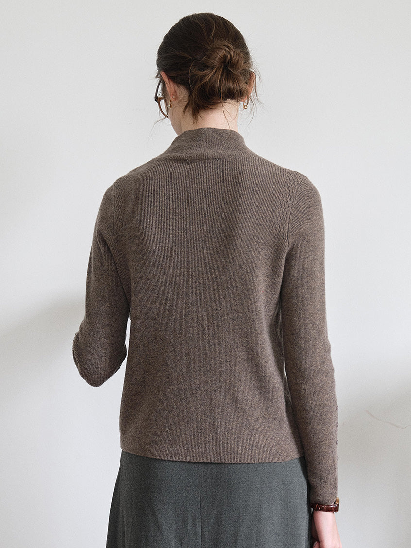 Berta 100%Wool V-Neck Button Sweater