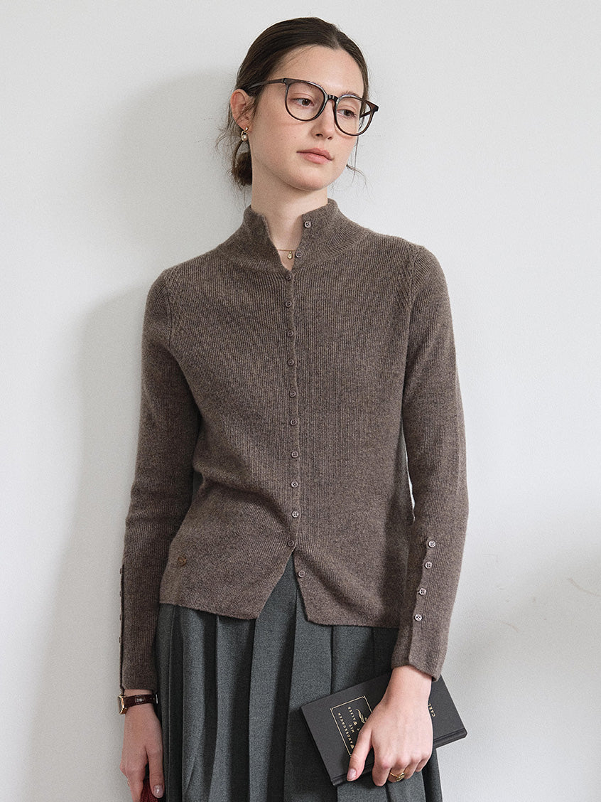 Berta 100%Wool V-Neck Button Sweater