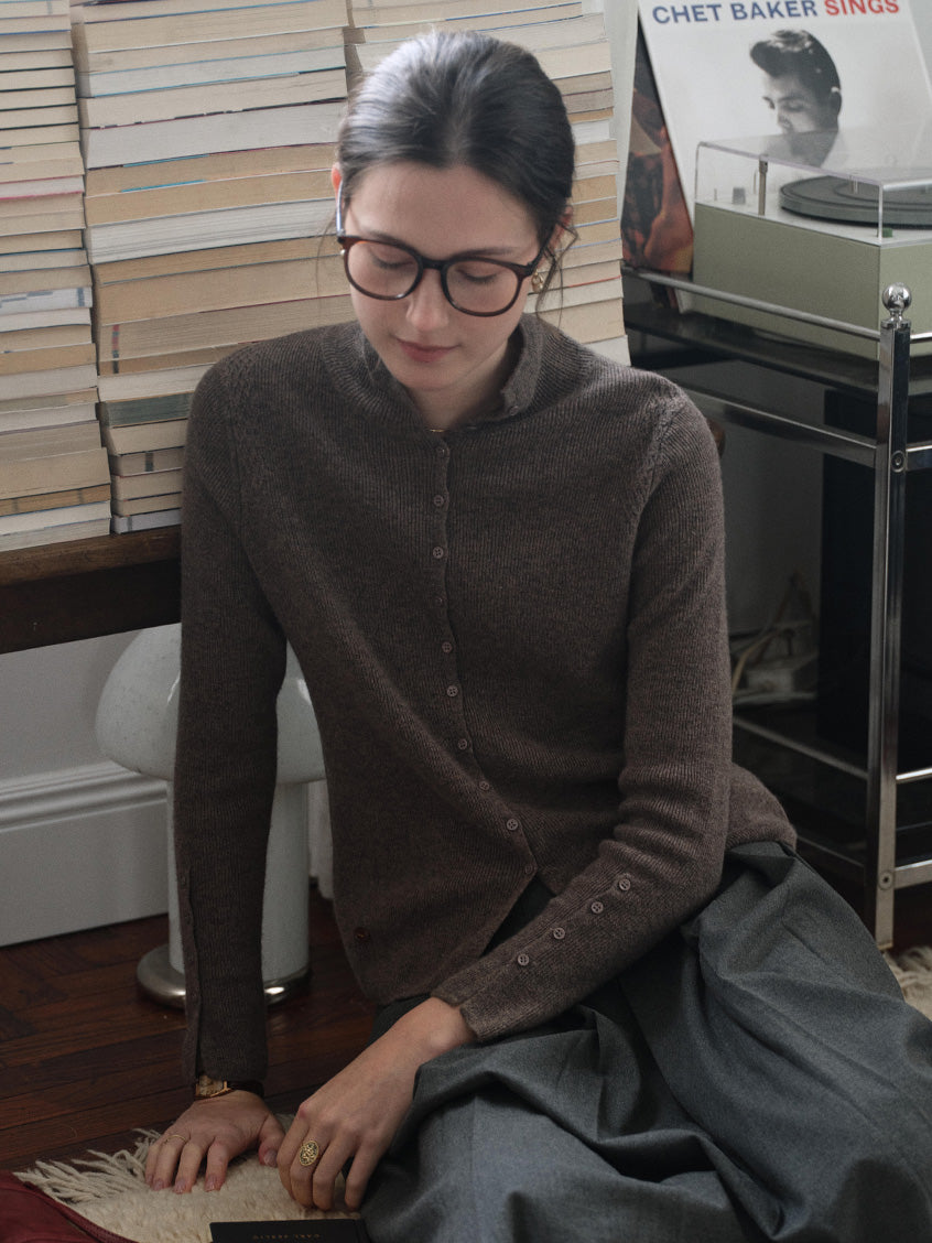 Berta 100%Wool V-Neck Button Sweater