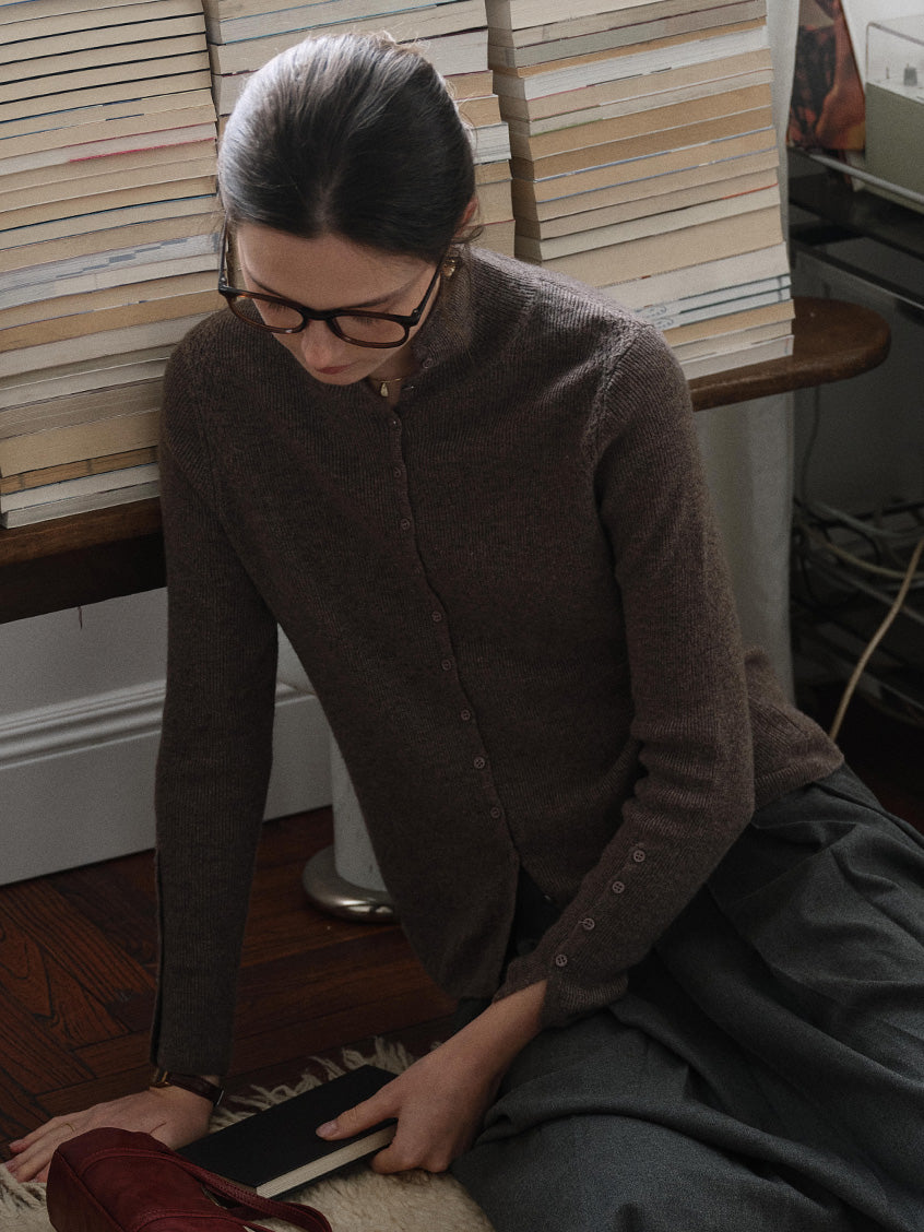 Berta 100%Wool V-Neck Button Sweater