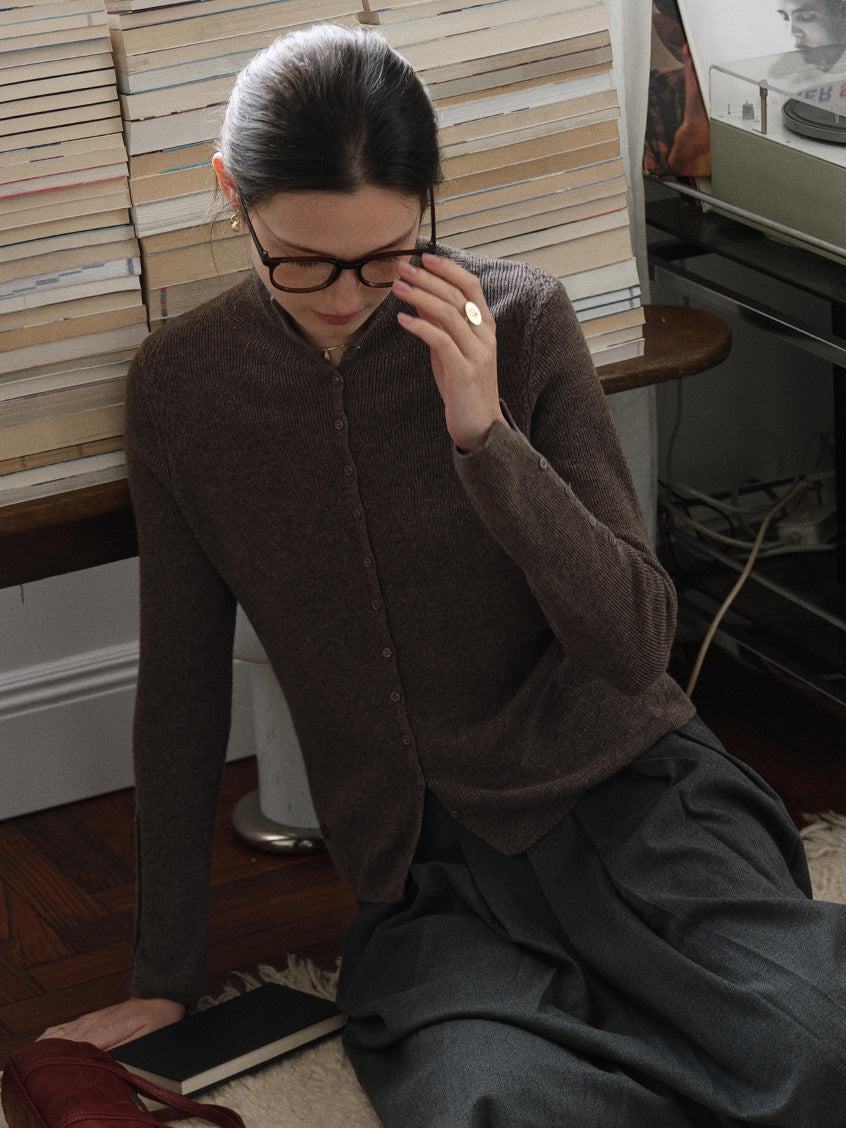 Berta 100%Wool V-Neck Button Sweater