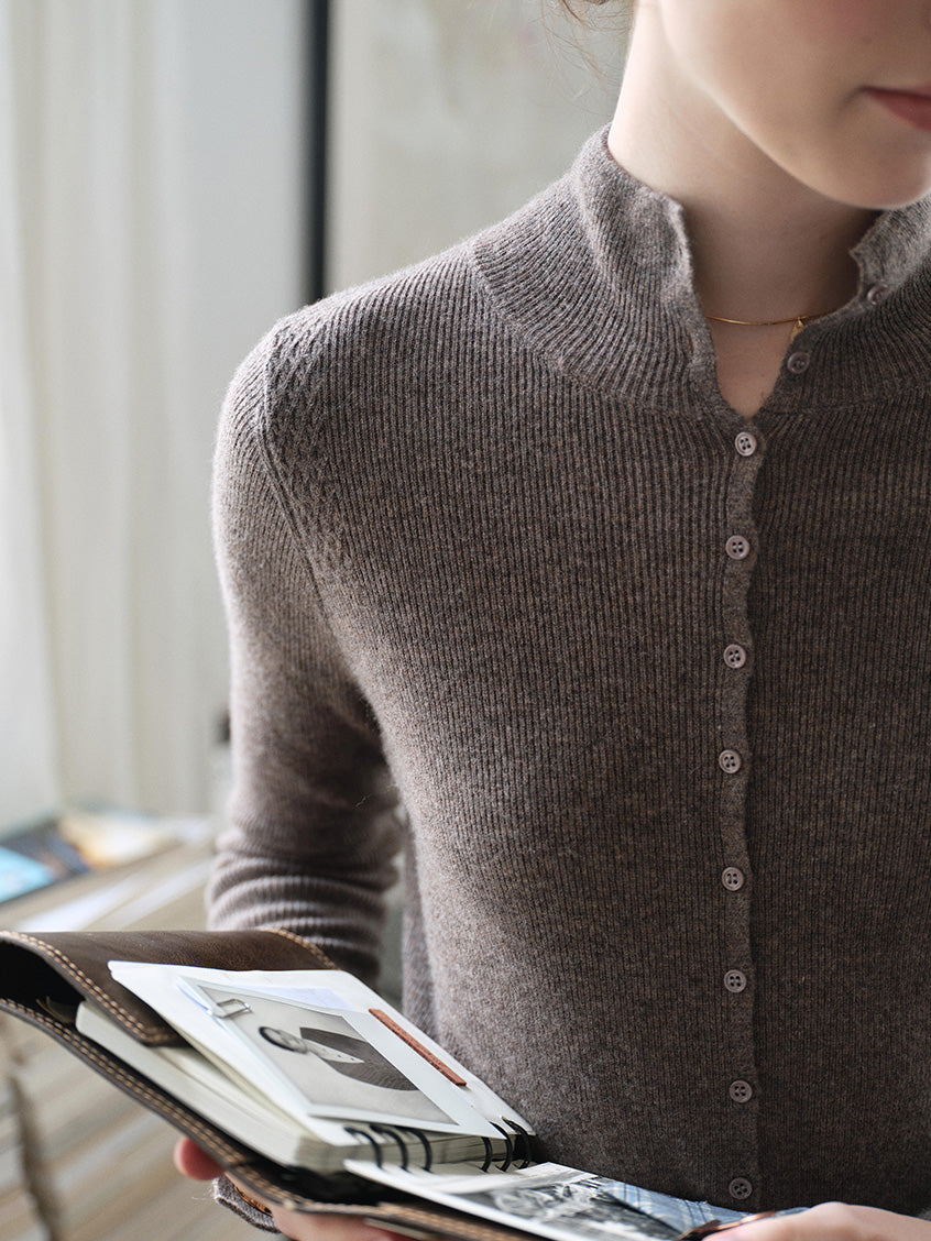 Berta 100%Wool V-Neck Button Sweater