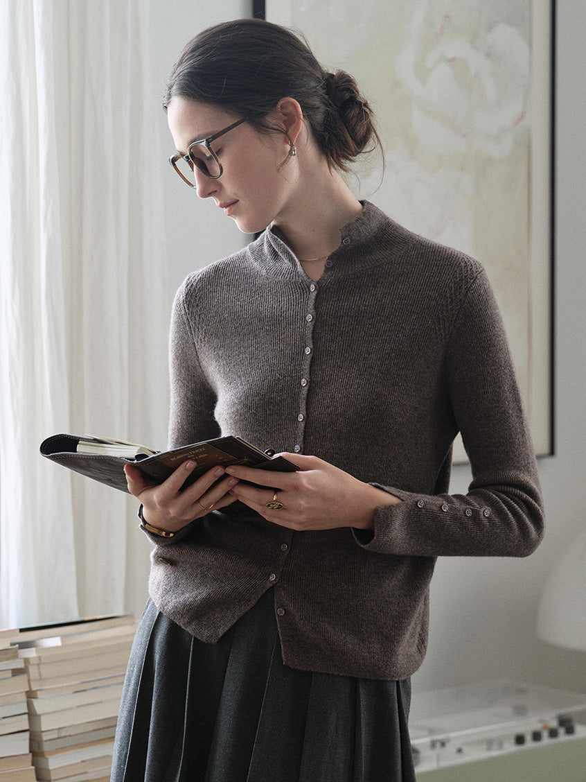 Berta 100%Wool V-Neck Button Sweater