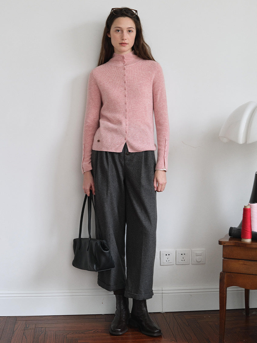 Berta 100%Wool V-Neck Button Sweater