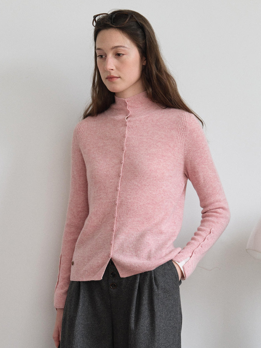 Berta 100%Wool V-Neck Button Sweater