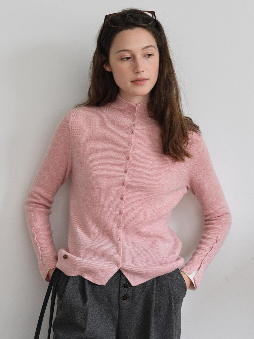 Berta 100%Wool V-Neck Button Sweater