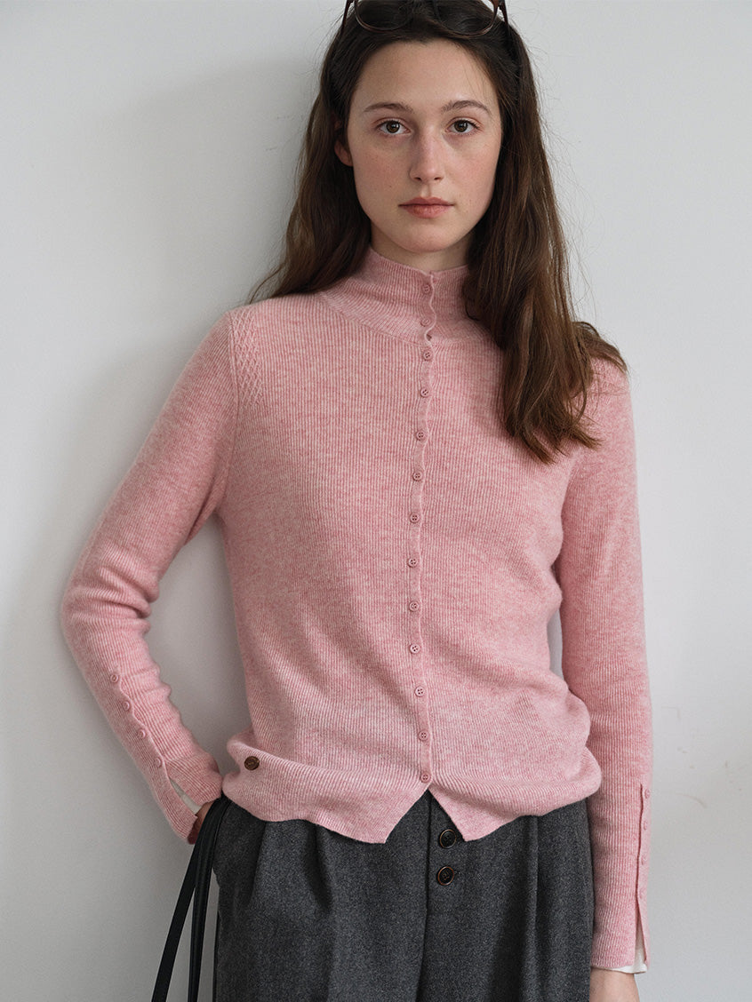 Berta 100%Wool V-Neck Button Sweater