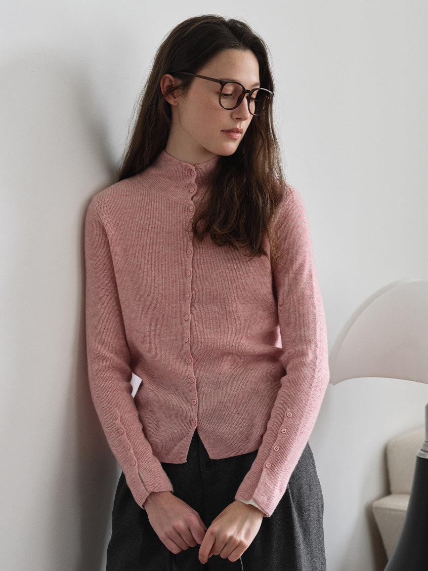 Berta 100%Wool V-Neck Button Sweater