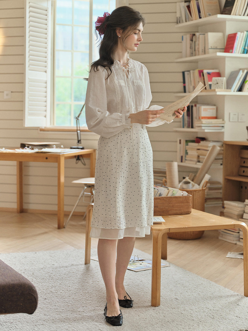 Bianca Dot Double-layered Midi Skirt