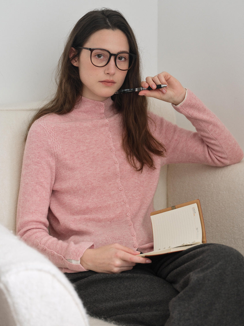 Berta 100%Wool V-Neck Button Sweater