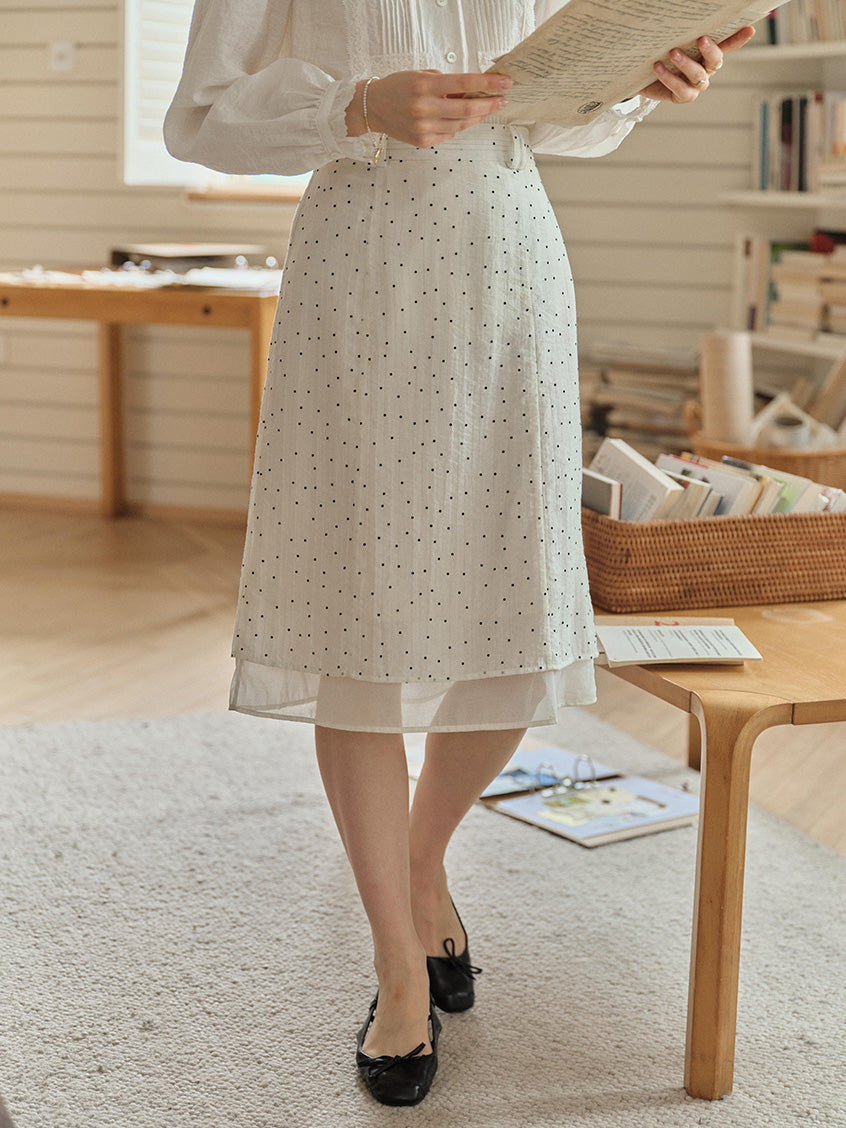 Bianca Dot Double-layered Midi Skirt