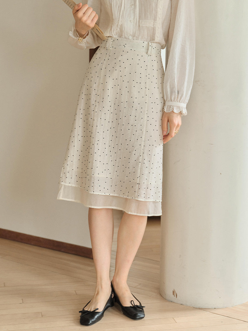 Bianca Dot Double-layered Midi Skirt