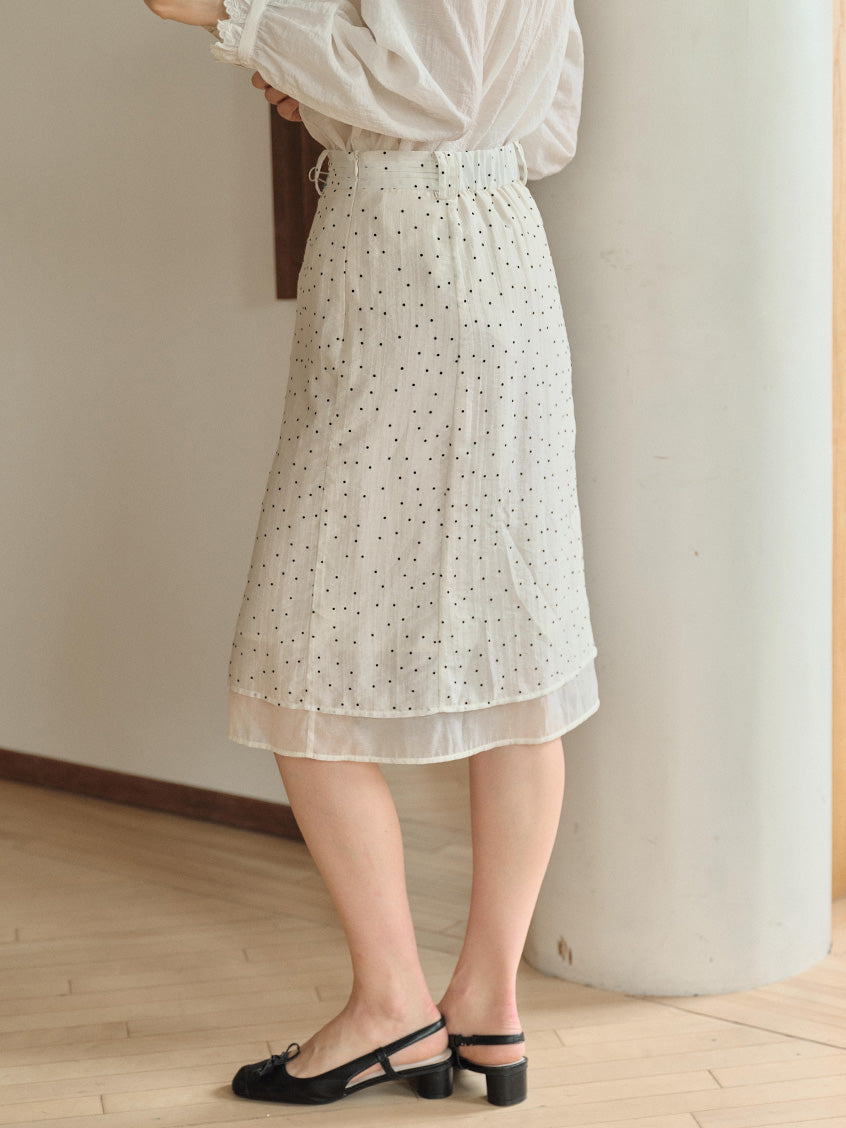 Bianca Dot Double-layered Midi Skirt