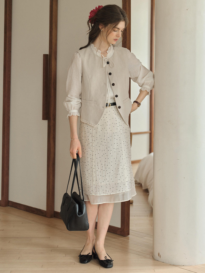 Bianca Dot Double-layered Midi Skirt