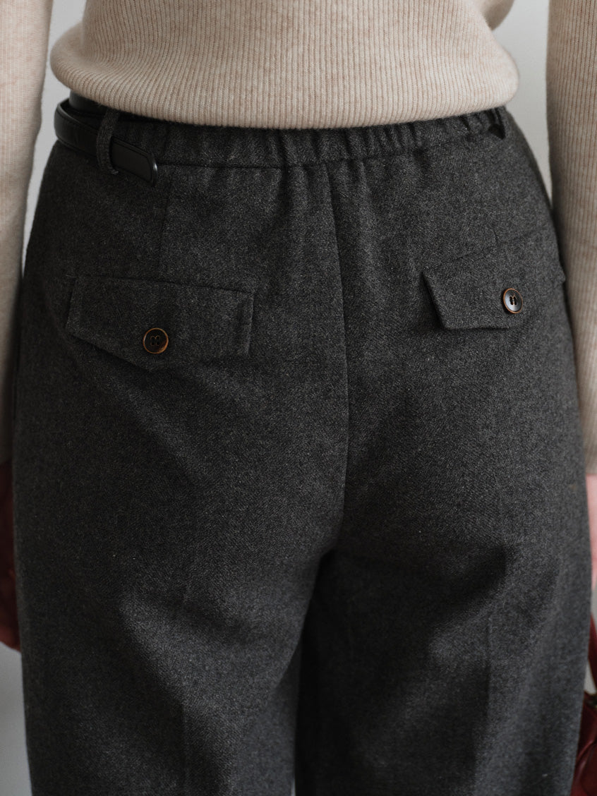 Anwen Wide-Leg Button-Front Wool-Blend Trousers