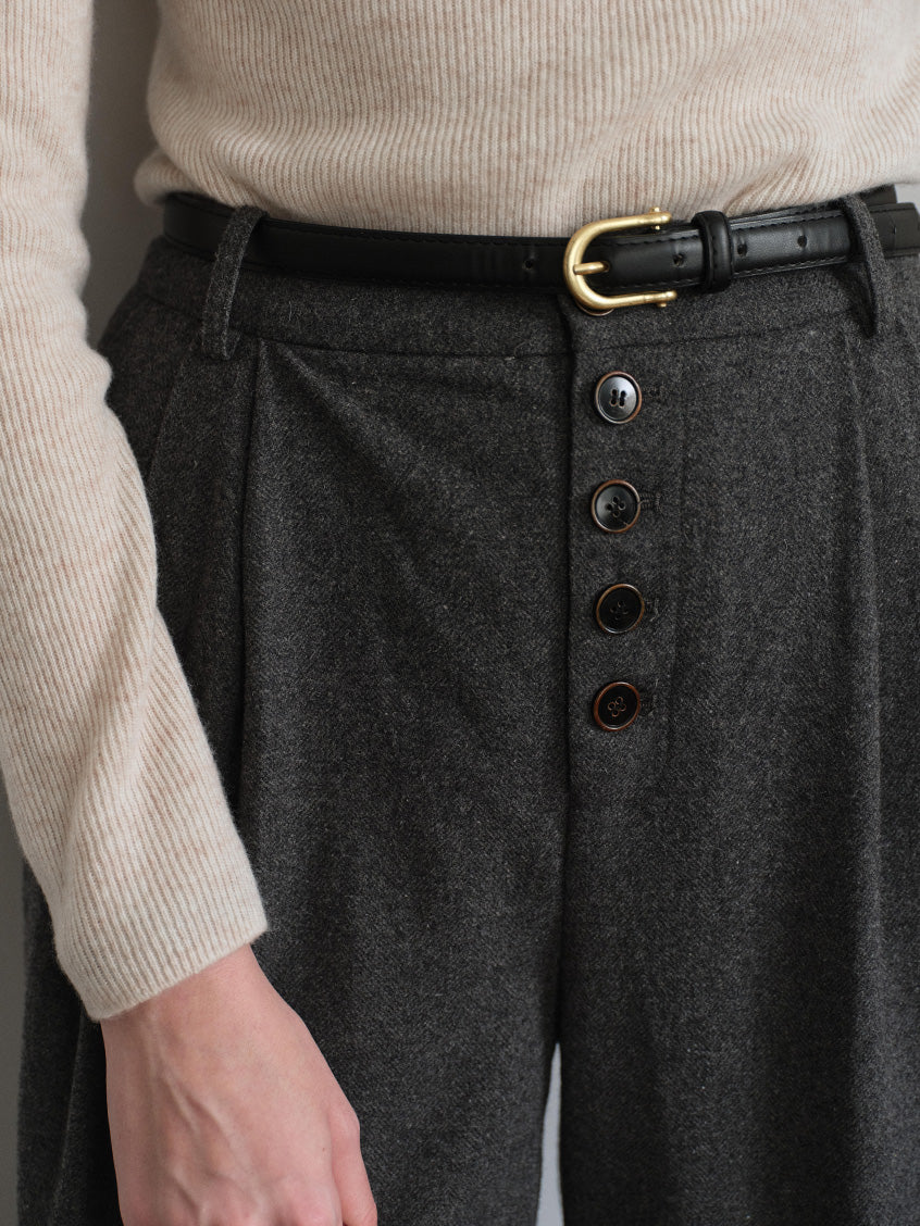 Anwen Wide-Leg Button-Front Wool-Blend Trousers