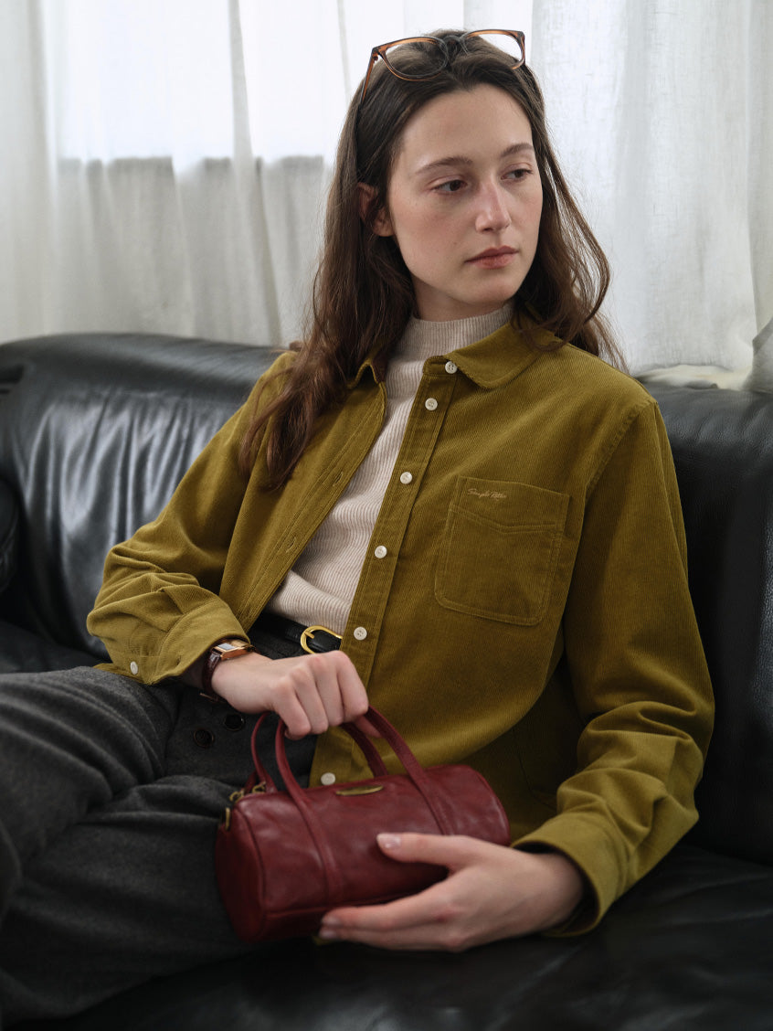 Hesper 100% Cotton Contrast-Cuff Velveteen Shirt