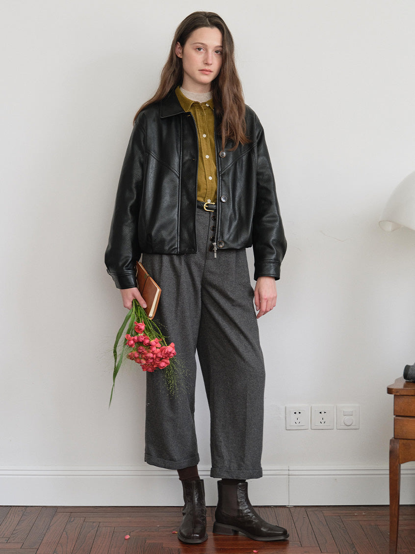 Hesper 100% Cotton Contrast-Cuff Velveteen Shirt