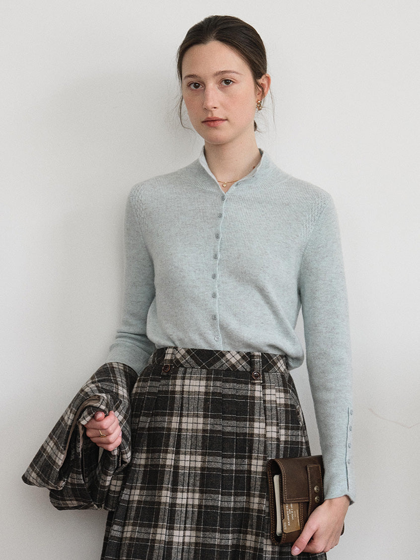 Berta 100%Wool V-Neck Button Sweater