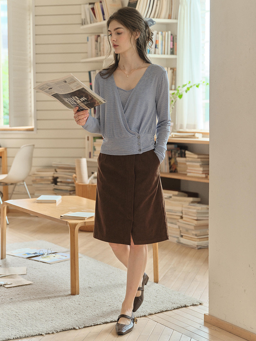 Kensley Button Simple Midi Skirt
