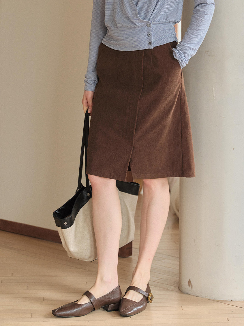 Kensley Button Simple Midi Skirt