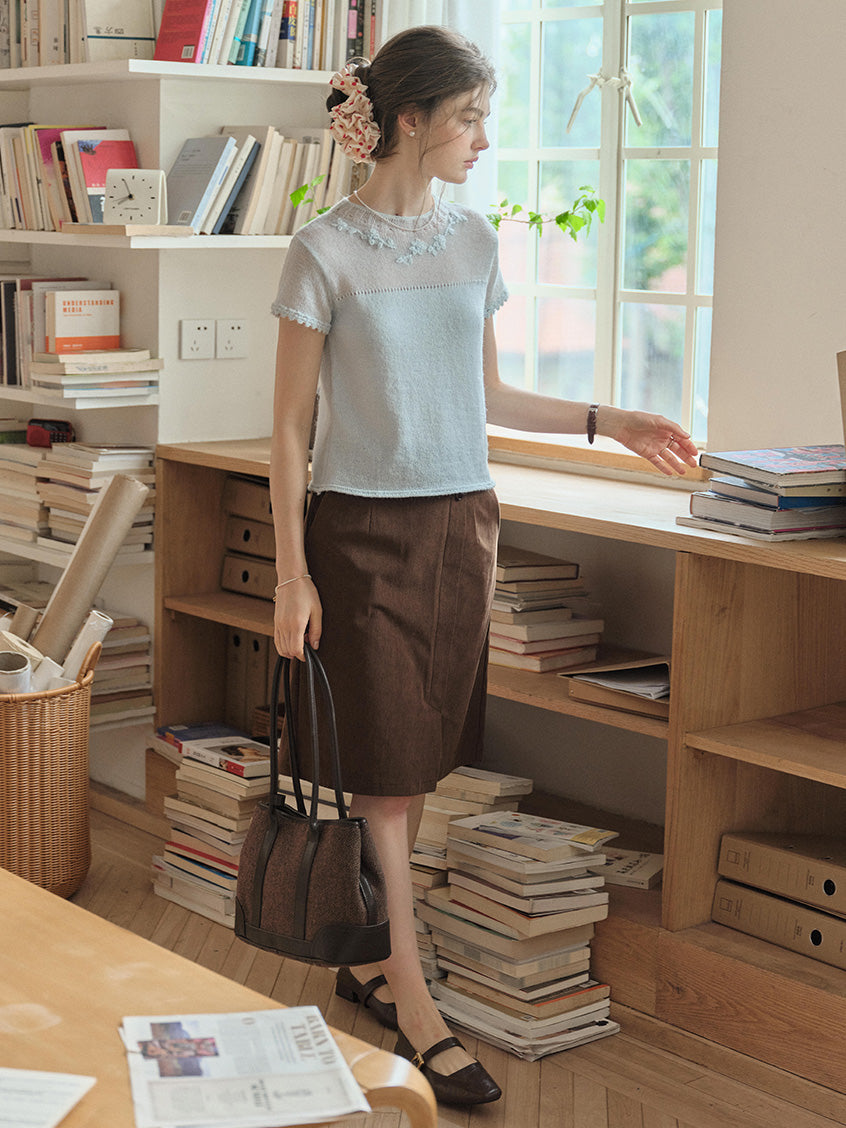 Kensley Button Simple Midi Skirt