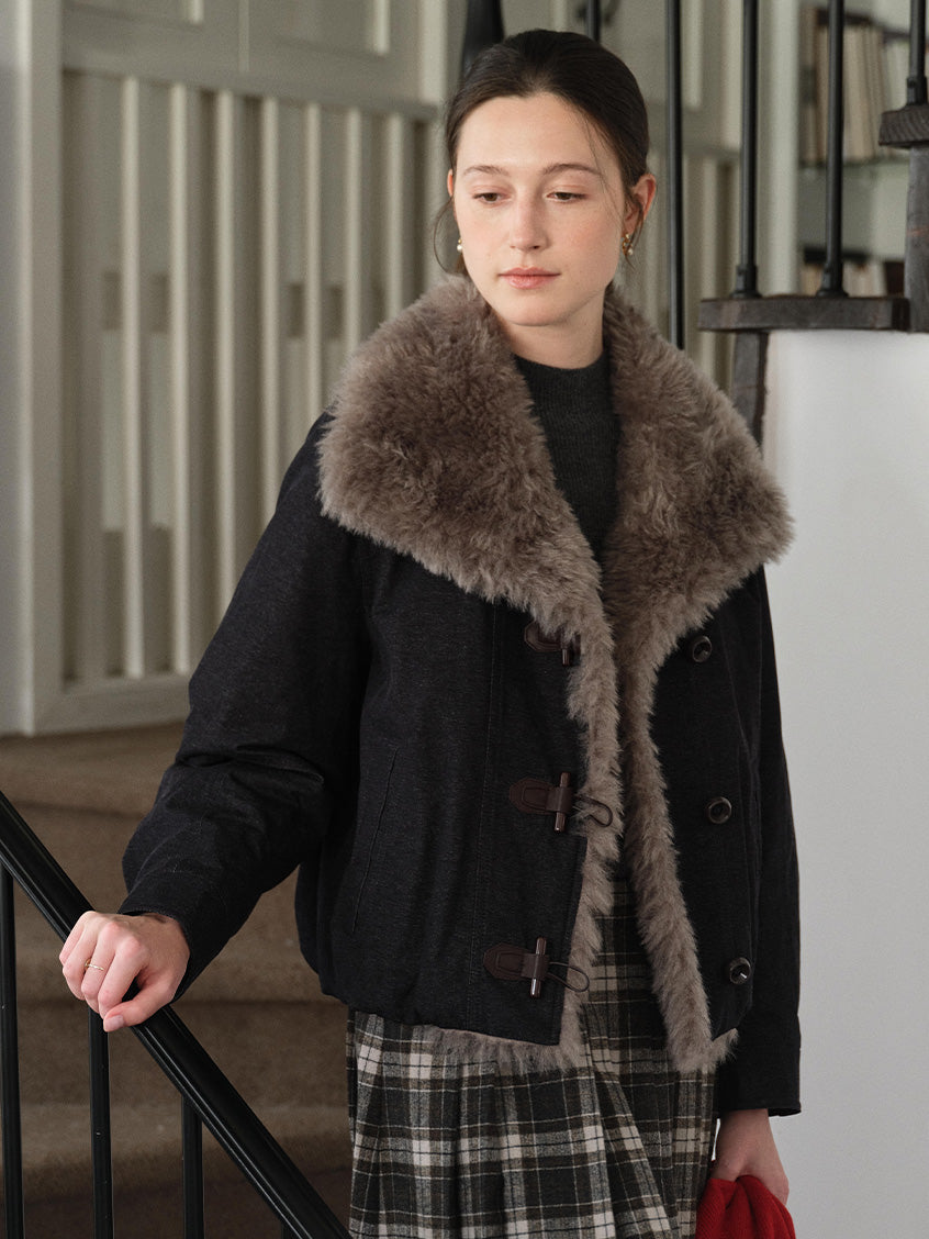 Roisin Toggle-Front Faux-Fur Padded Jacket