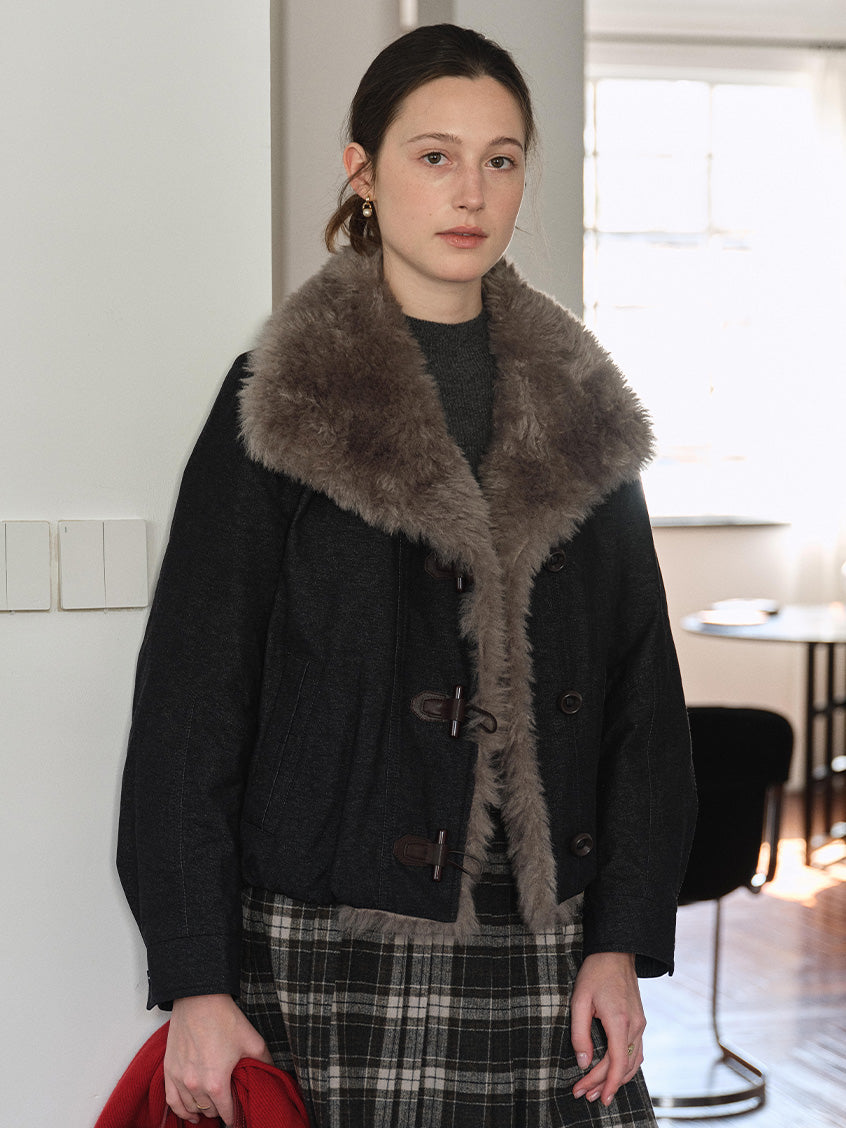 Roisin Toggle-Front Faux-Fur Padded Jacket