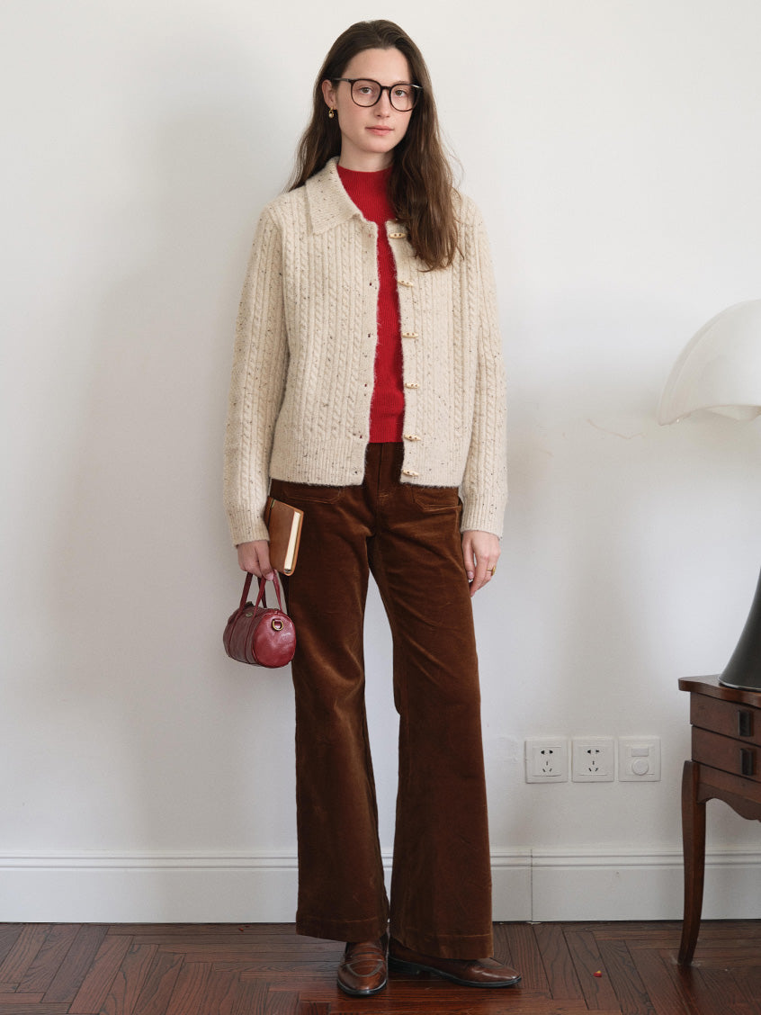 Neve Toggle-Front Cable Knit Cardigan