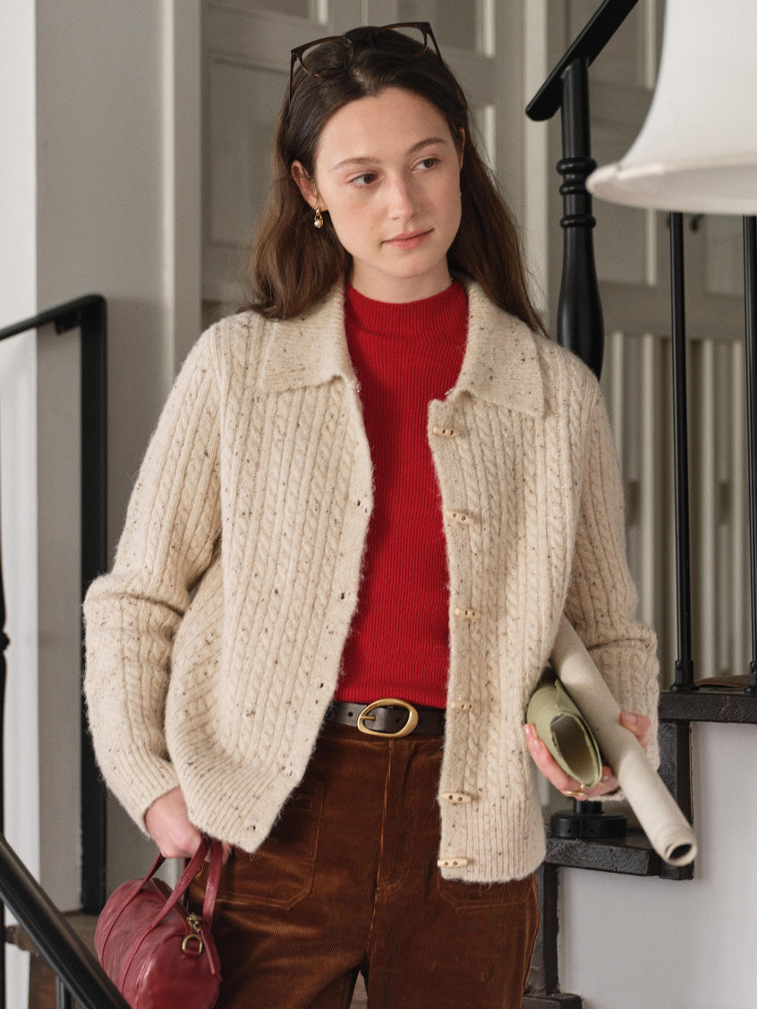 Neve Toggle-Front Cable Knit Cardigan
