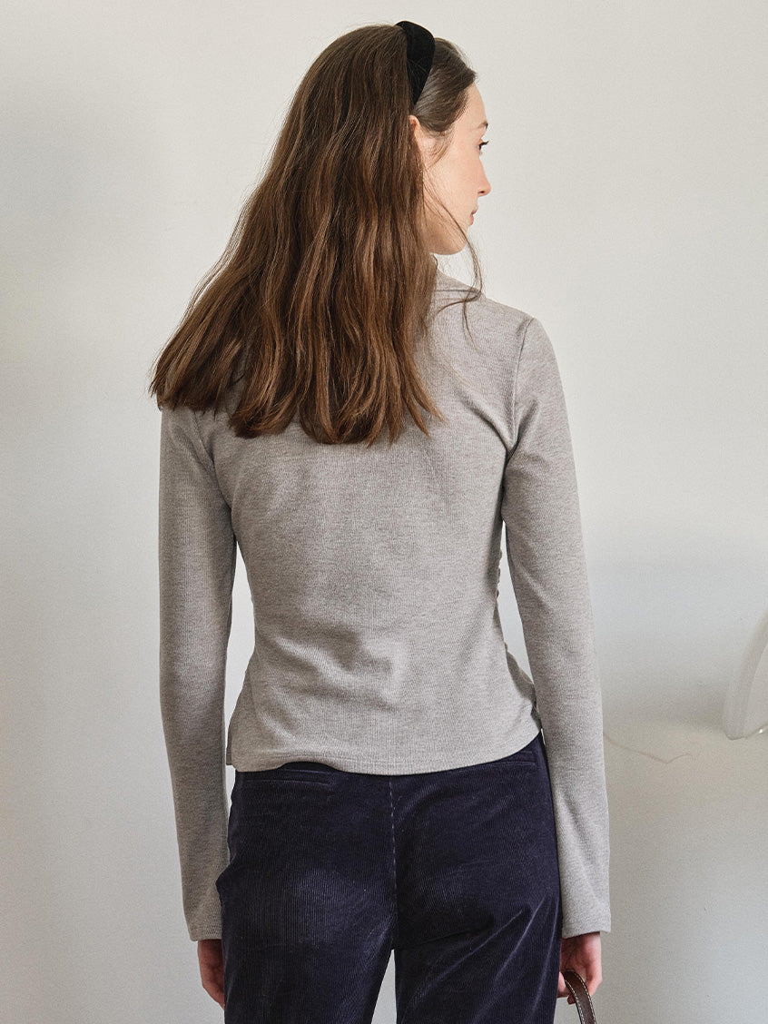 Eglantine Slim Button-Front Knit Top