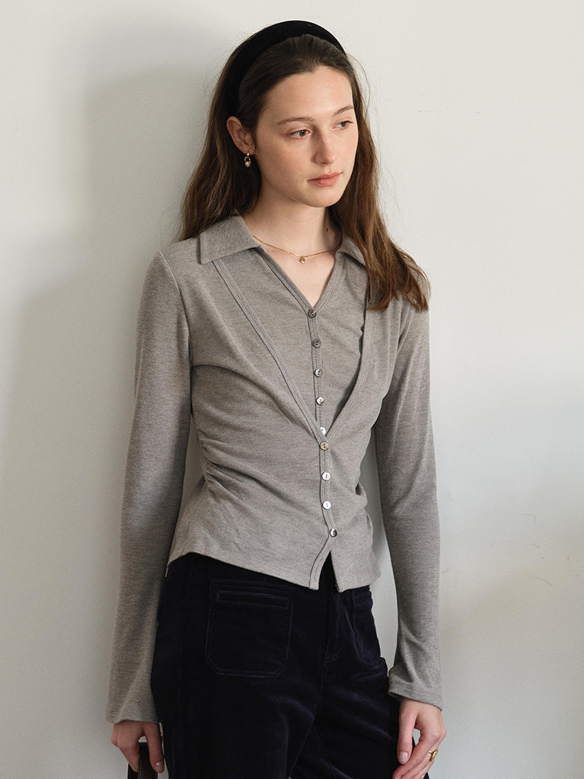 Eglantine Slim Button-Front Knit Top