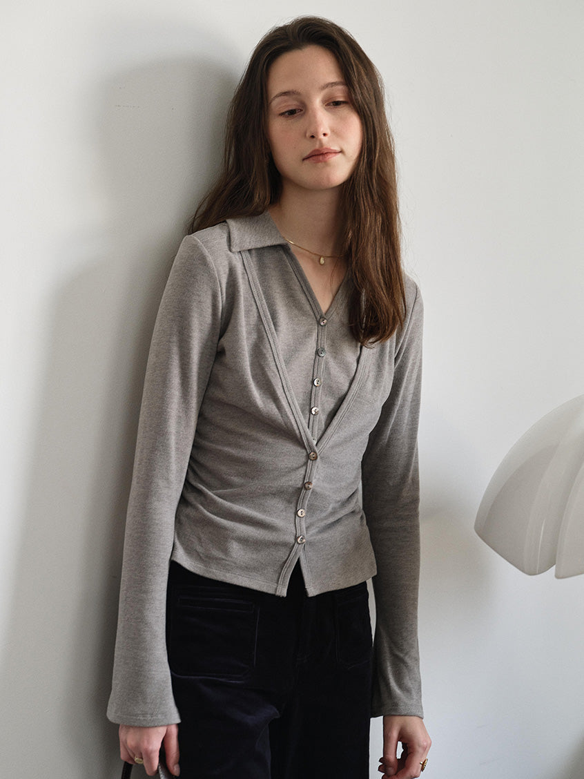 Eglantine Slim Button-Front Knit Top