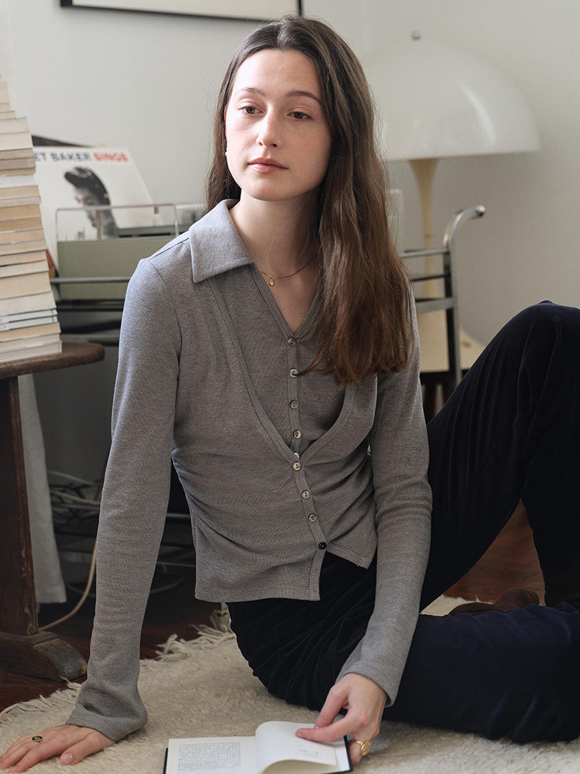Eglantine Slim Button-Front Knit Top
