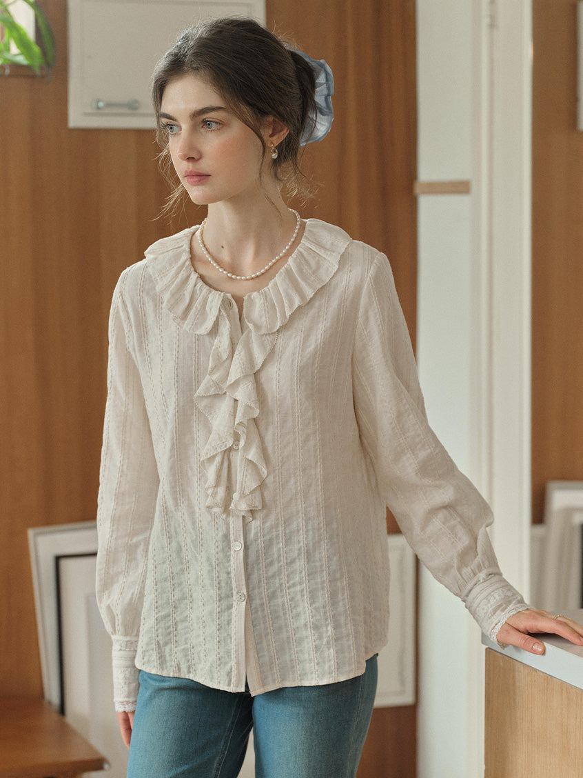 Carla 100%Cotton French Button-Up Blouse