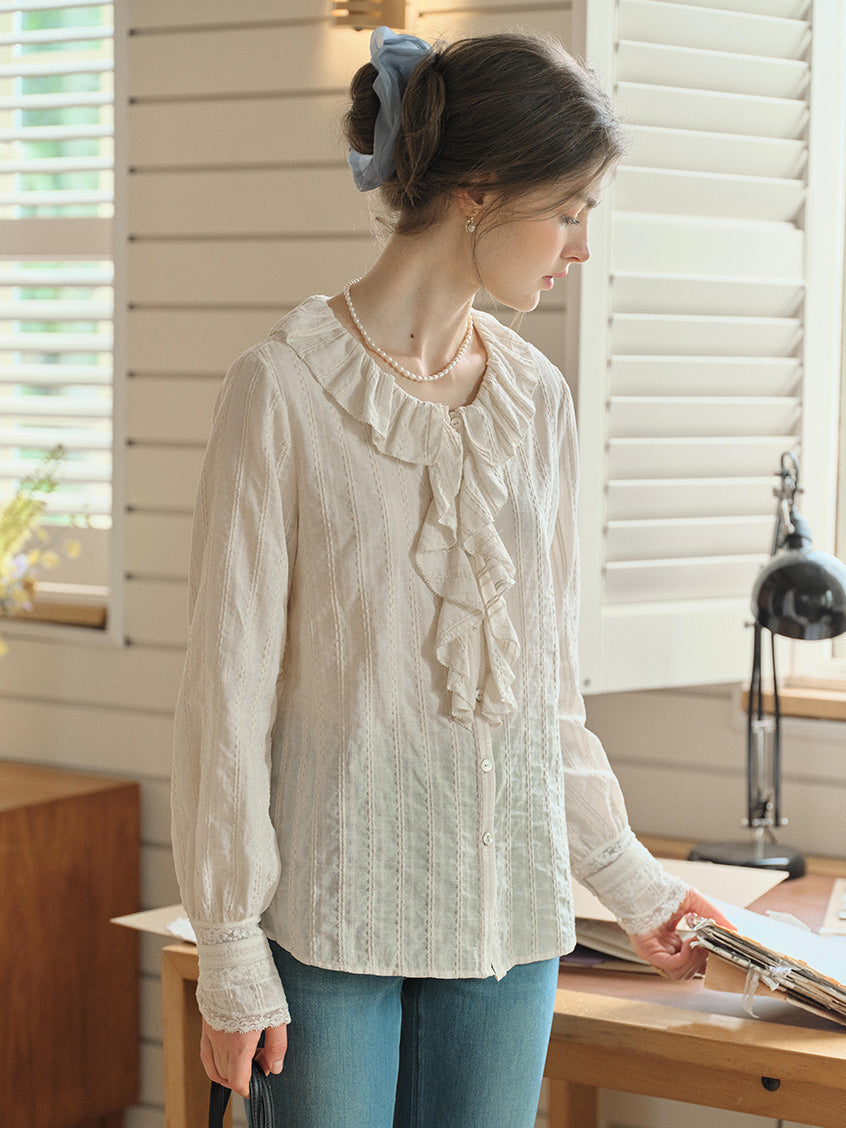 Carla 100%Cotton French Button-Up Blouse