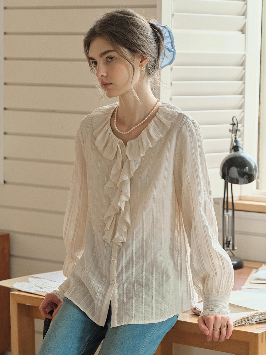 Carla 100%Cotton French Button-Up Blouse