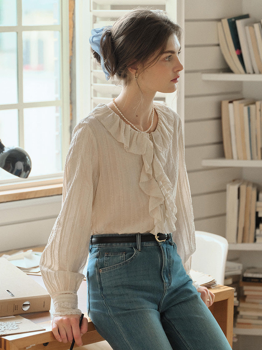 Carla 100%Cotton French Button-Up Blouse