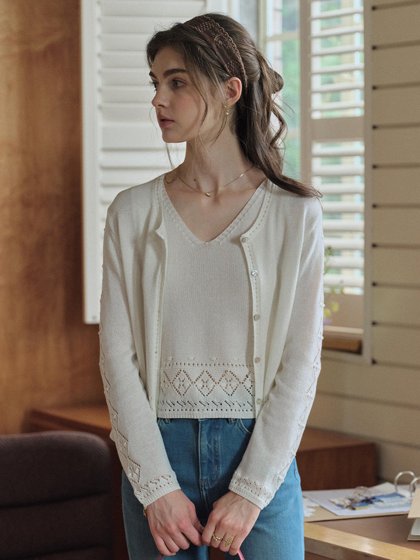 Ximena Strap Vest and Cardigan Set