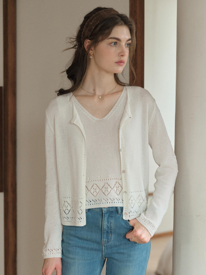 Ximena Strap Vest and Cardigan Set