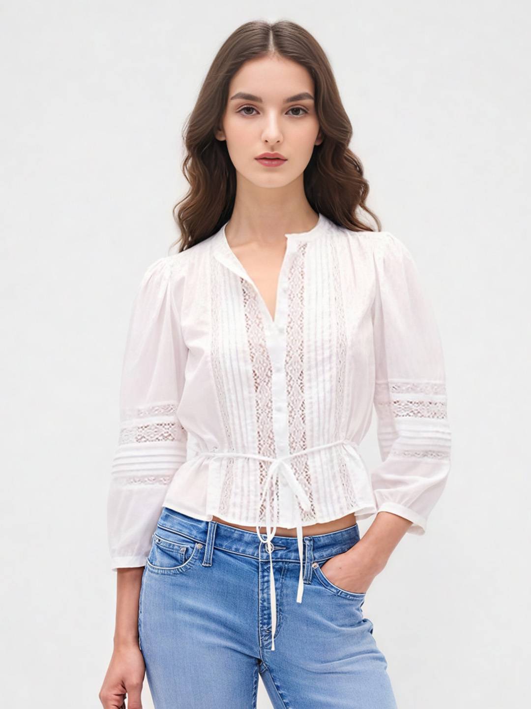 Melissa V-Neck Embroidery Blouse