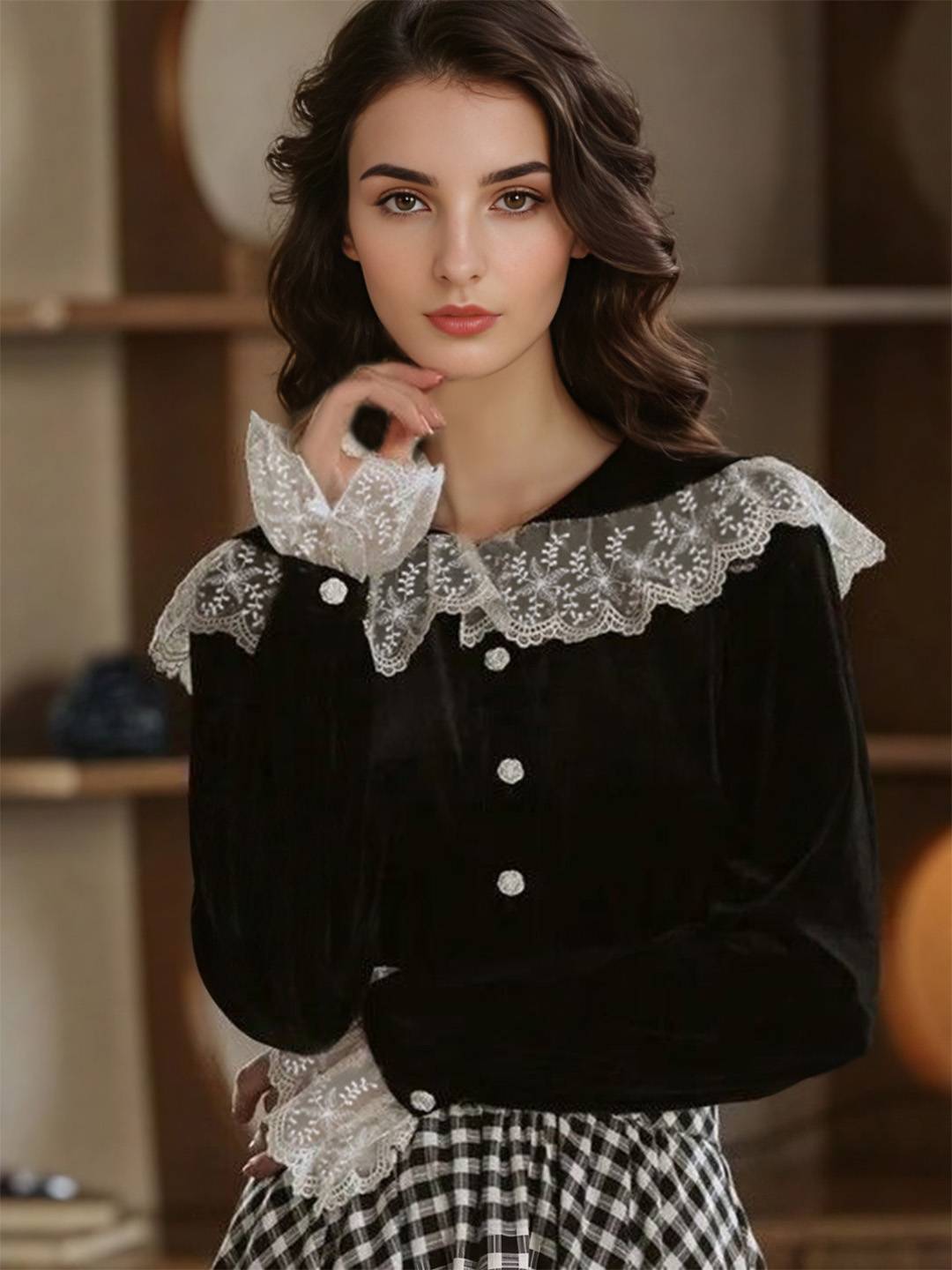 Camryn Round Neck Lace Blouse
