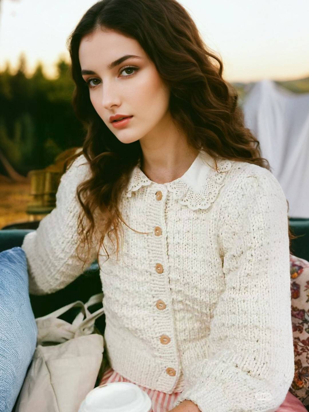 Allie Lace Collar Neck Crochet Cardigan
