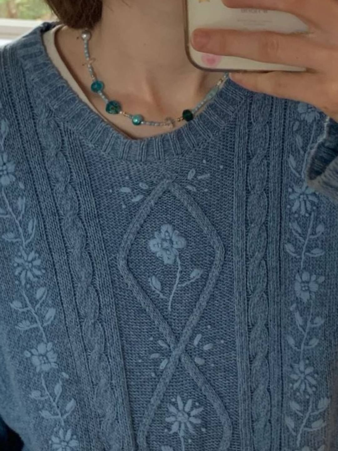 Kaliyah Round Neck Blue Sweater