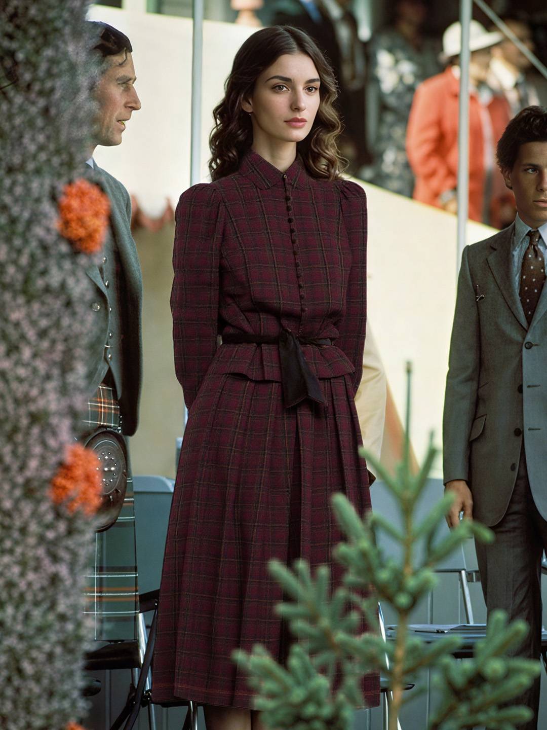 Meredith Point Collar Plaid Dress